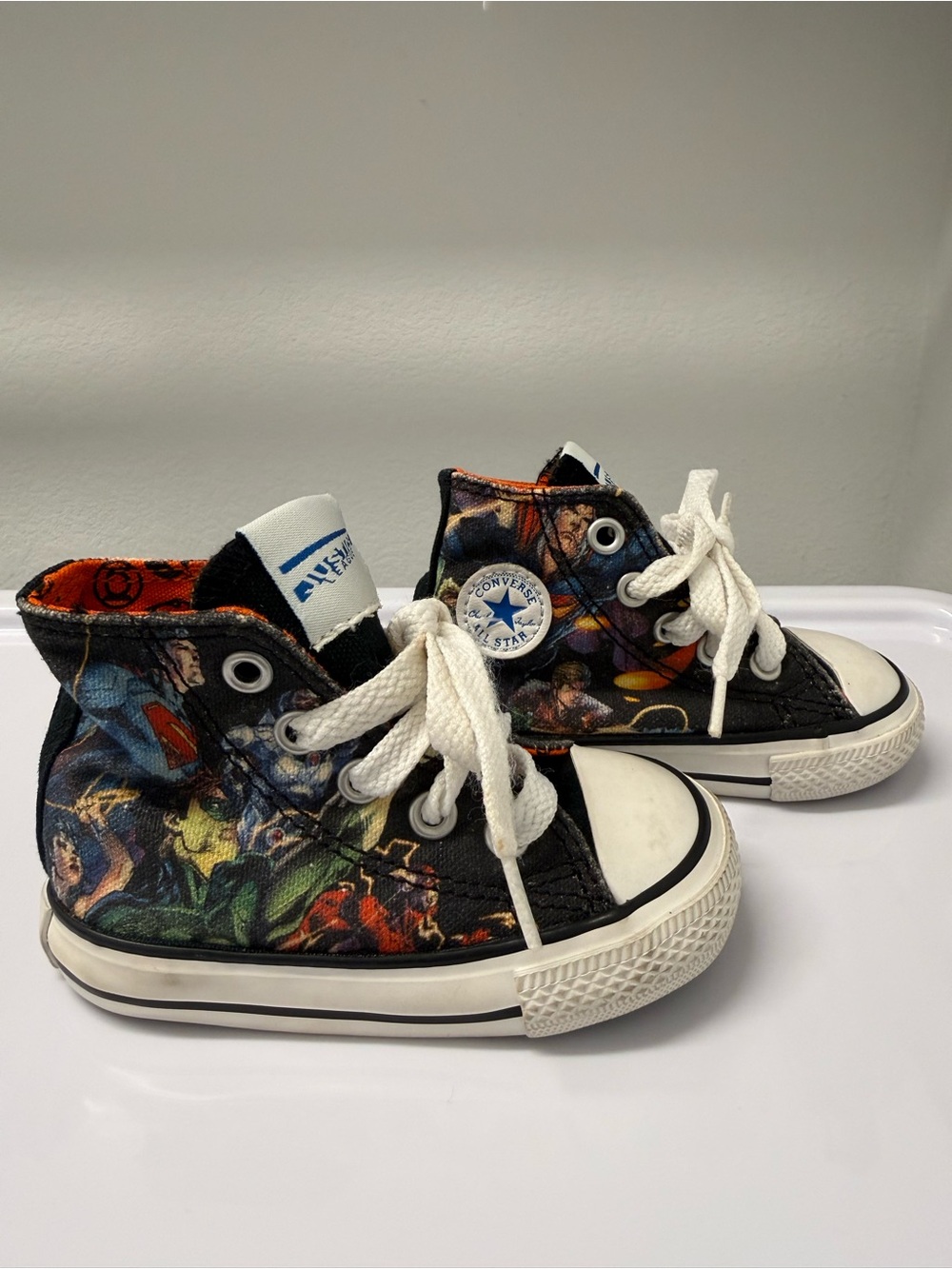 Justice League Converse; DC comic in black & orange